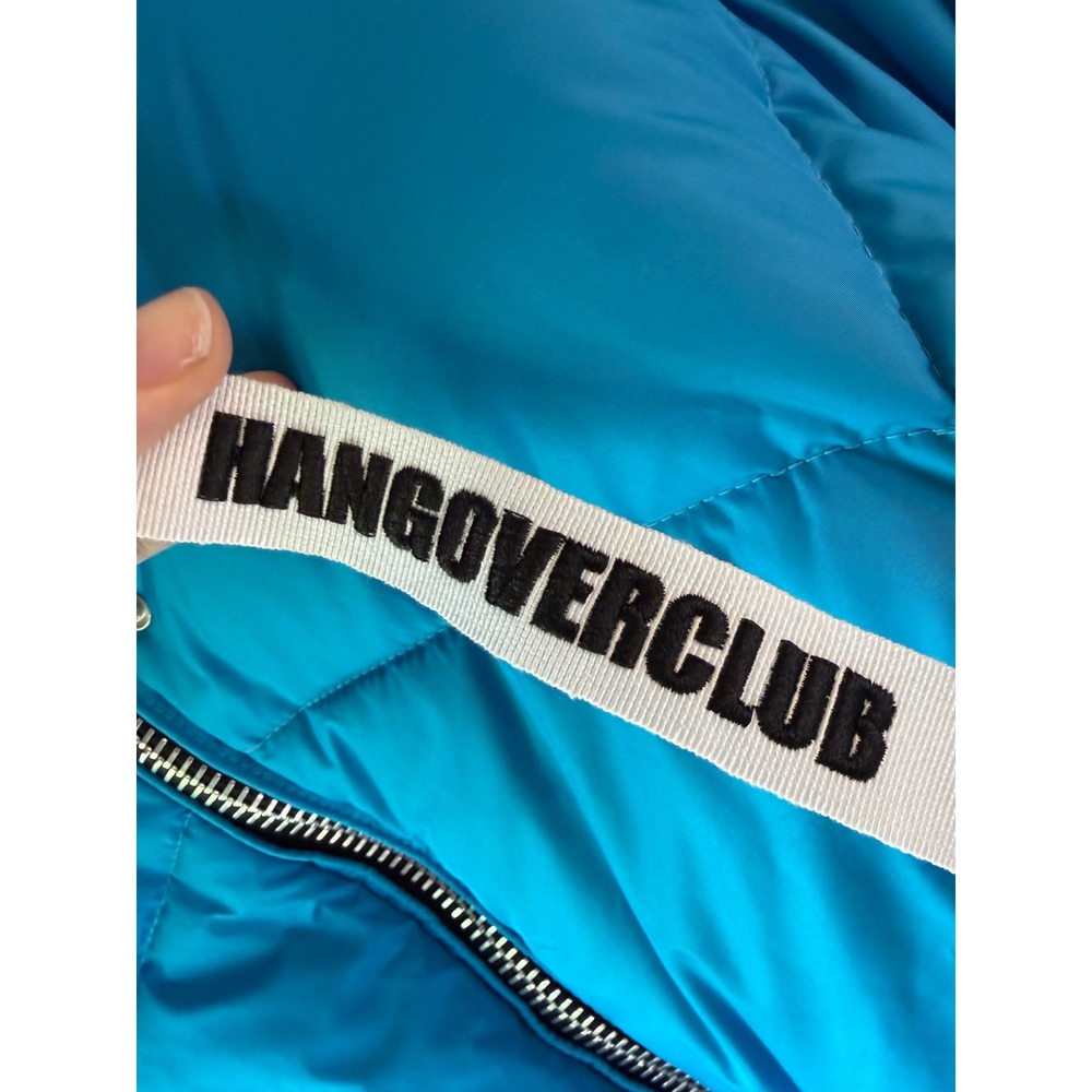 Khrisjoy Khris Hangover Club Puffer Jacket Turquoise Logo Drawstring Size 01 - Picture 8 of 16